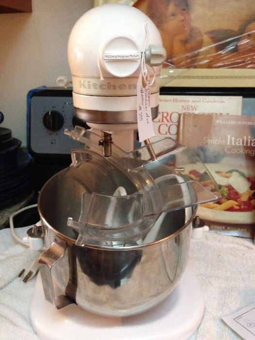 white Kitchen Aid with attachments A