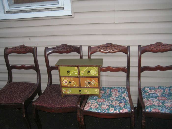 set of four vintage chairs just waiting to get new life