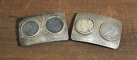 Lot 24: Sterling silver lot: two belt buckles
