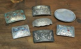 Lot 46: Seven sterling silver South Western belt buckles (30 & 49)