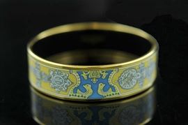 Lot 80: Hermes Paris enamel bangle bracelet
