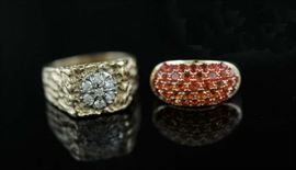 Lot 81: Two gold rings, one set with diamonds, 17 grams