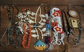 Lot 144: Beaded South Western/Native American tray lot of necklaces