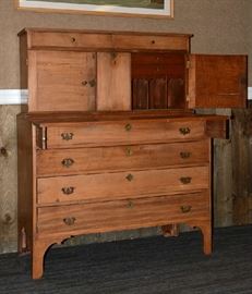 Country maple two-part secretary
