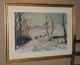 Winter landscape watercolor, Rejali Noe