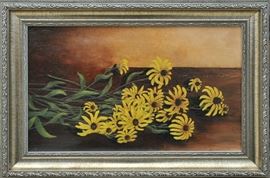 Victorian still life painting, daisy's