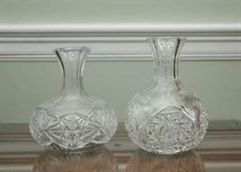 Two cut glass carafes, approx. 8-10"