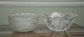 Two cut glass bowls, 8 and 10" dia. 