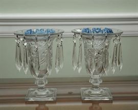 Two glass/crystal mantel lusters