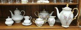 Four piece Bavarian tea set with another three piece set
