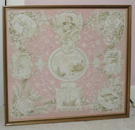 1892 Columbus Exposition-Chicago handkerchief, (framed)
