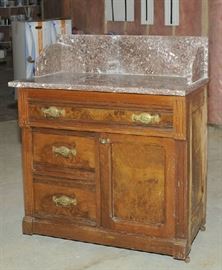 Walnut marble top commode, 1880