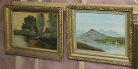 Two oils, ornate frames by Keyler