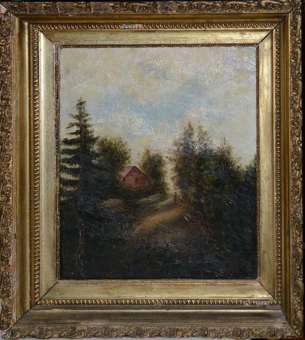 Small 19th C. primitive landscape painting 