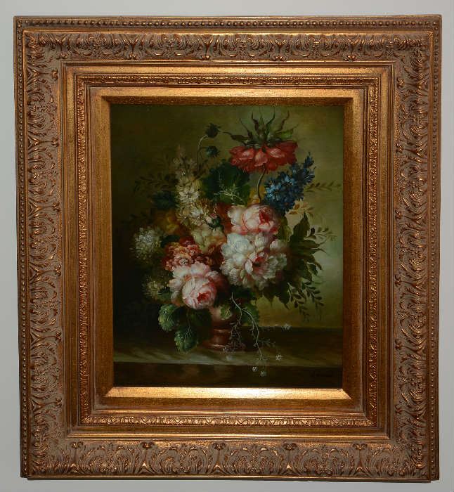 Pair of contemporary still life painting, w. Melvin