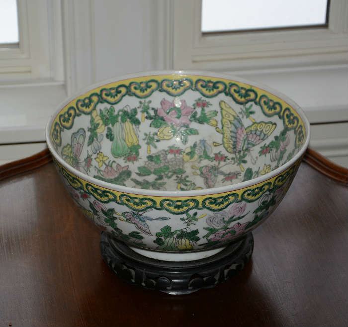 Asian bowl on stand, Lotus Arts Inc.