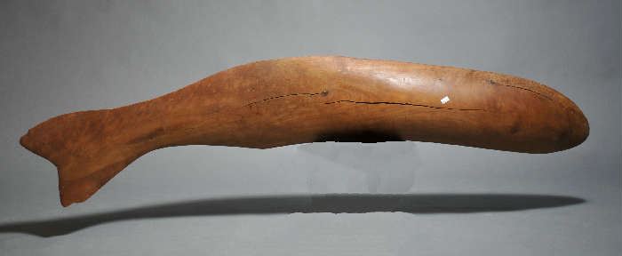 Driftwood whale figure, 45"L. 