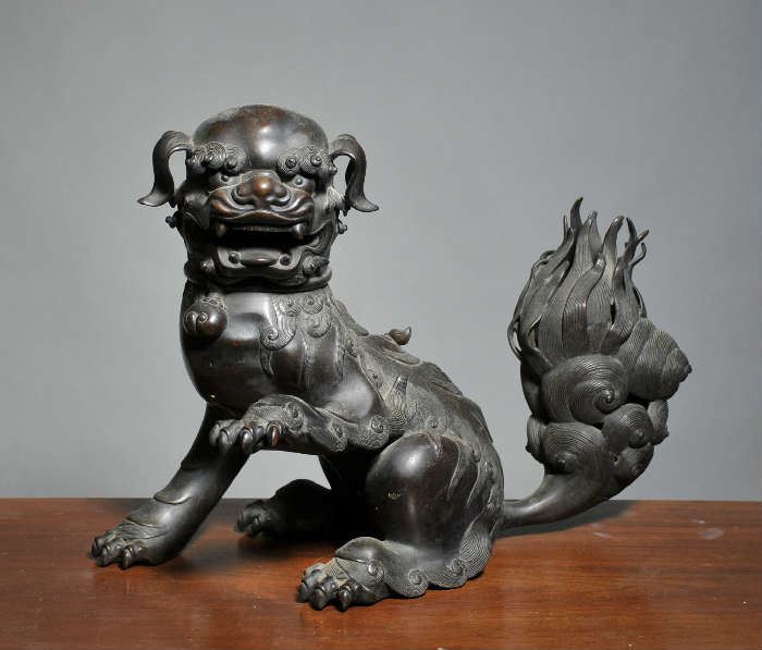 Bronze Chinese foo dog - 13.25"H
