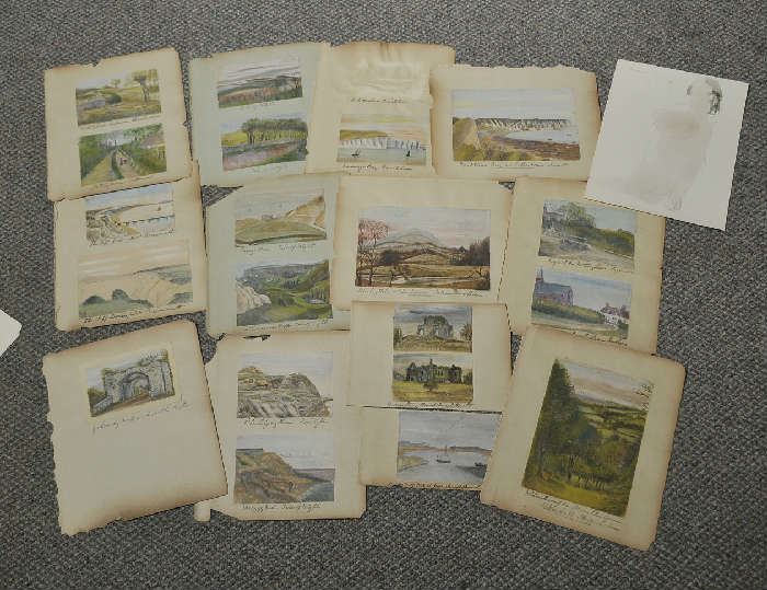 Collection of sketches of English countryside including Isle of Wright, Kent, Staffordshire; approx. 19 small oils on paper, 3.5" x 5" to 5" x 7" 