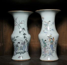 Pair of Chinese porcelain vases, 16" high 
