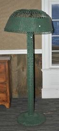 Tall green wicker floor lamp - approx. 67"H with shade 