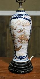 Blue & white Chinese vase mounted as a table lamp