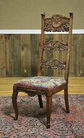 Oak carved side chair 
