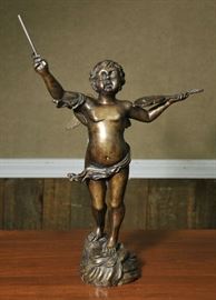Bronze sculpture, the violinist - 19.25" to top of head