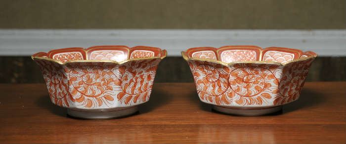 Two matching Kutani octagon bowls - 3.25"H x 7.5"D