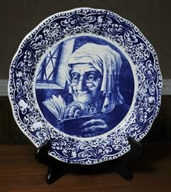Blue and white Delft round platter - 13.25"D