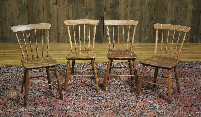 Four pine chairs 