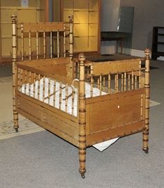 Horner faux bamboo crib, full size with mattress 