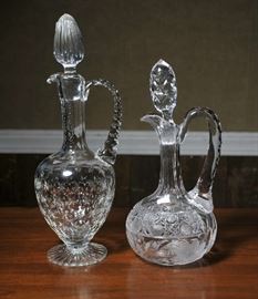 Two crystal decanters - 12.25"H & 15.25"H