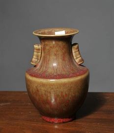 Chinese brown glazed porcelain vase - 6.75"H
