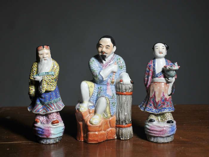Three Asian porcelain figures - 6.25"H - 6.75"H