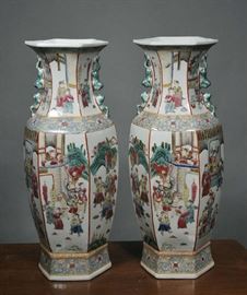 Pair of Chinese tall vases early 20th C.- 22.75"H