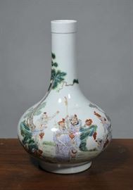 Chinese famille Rose vase, scenic - 13.5"H (

