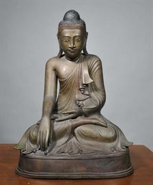 Large Asian bronze Buddha - 20.75"H 