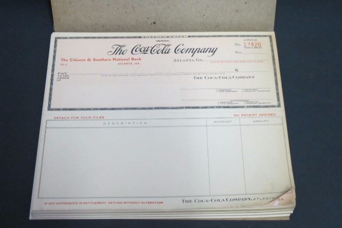 Vintage CocaCola Company Checkbook