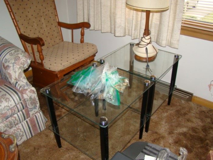 glass end tables 