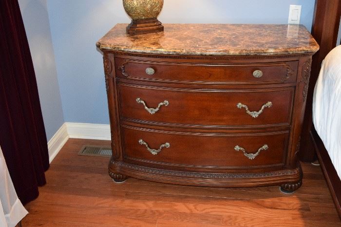 Marble Top American Drew Jessica McLintock Nightstands (2) Matching 46" Wide X 22" Deep x 35" Tall