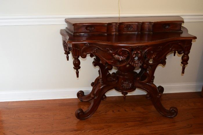 Ornate Carved Antique Console Table. Lots of Detailed Carving