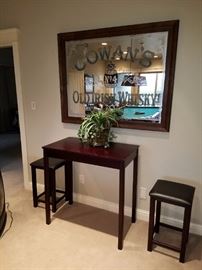 Bistro Table/Two Chairs. Bar/Lounge Framed Cowan's Old Irish Whiskey Advertising Mirror