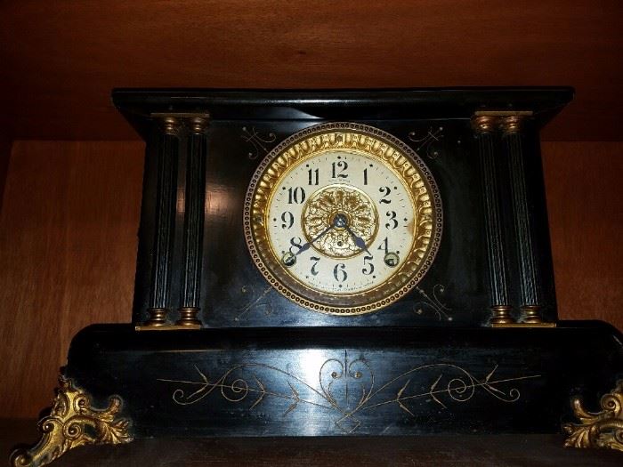 Vintage Black and Gold Smith Thomas Clock