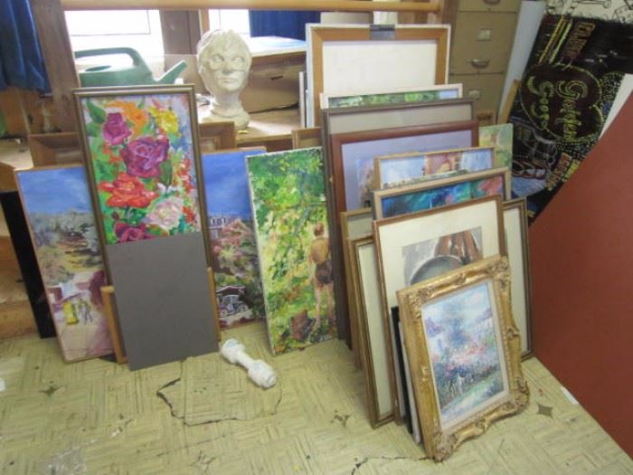 Assorted artworks by Hazel King and other artists