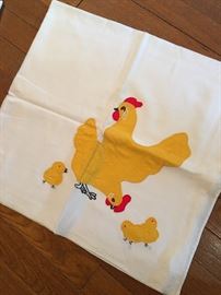 Hand appliqué chicken kitchen towel