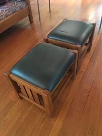 Pair/signed Stickley stools