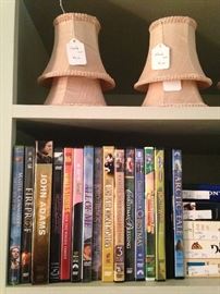 Small lamp shades; DVD'S