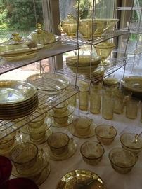 Huge selection of gold Depression glass