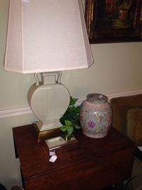Drop leaf table and striking lamp